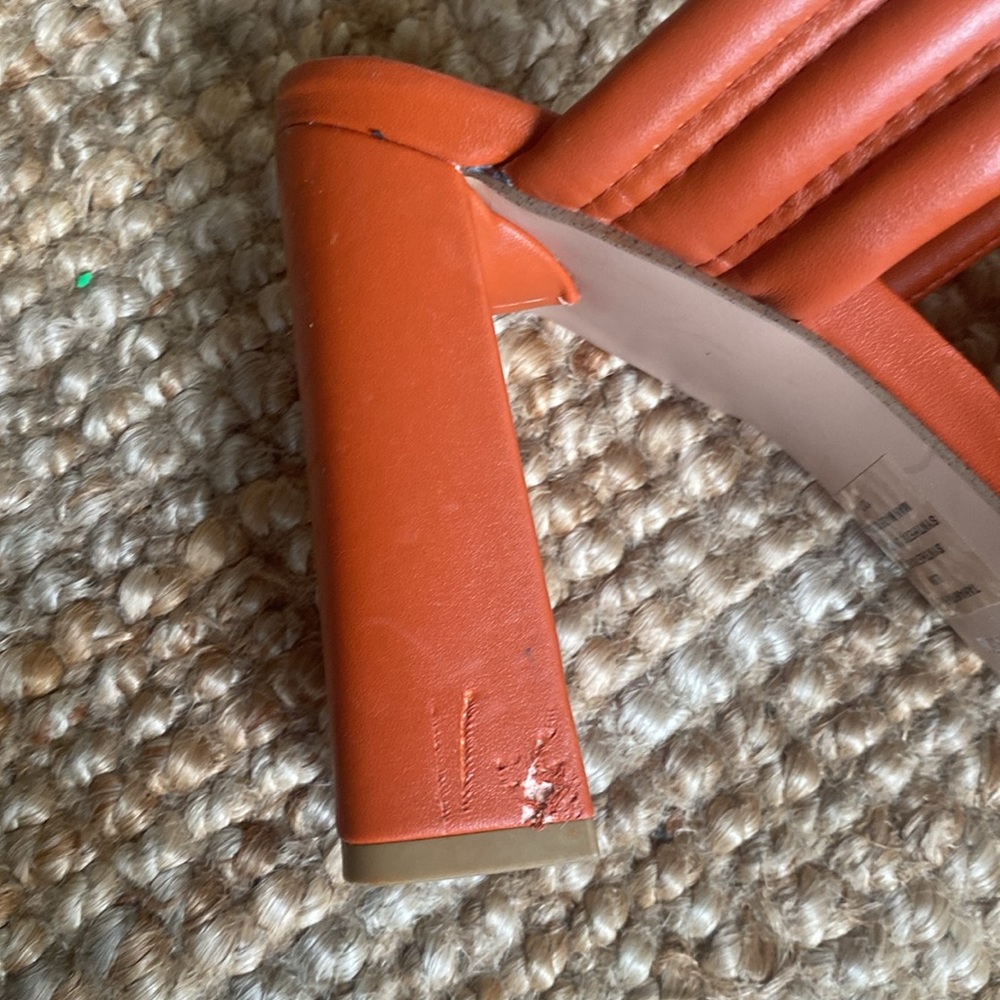 Steve Madden Orange Padded Strap Block Heel Sandals - Picture 7 of 8